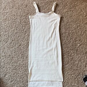 Elegant White Ribbed Bump Friendly Dress